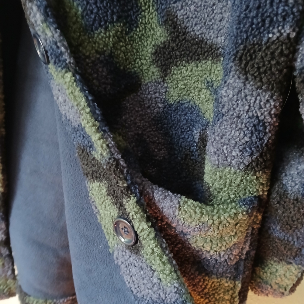 Susan Graver Plush Camo Green Blue Black Jacket Coat Women's 2XL 34in. - Picture 6 of 14